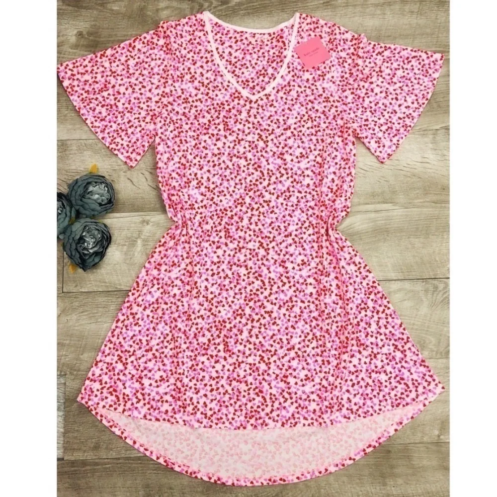 Kate Spade Heart Print Mini Dress Small Pink Red White Valentine Date Night